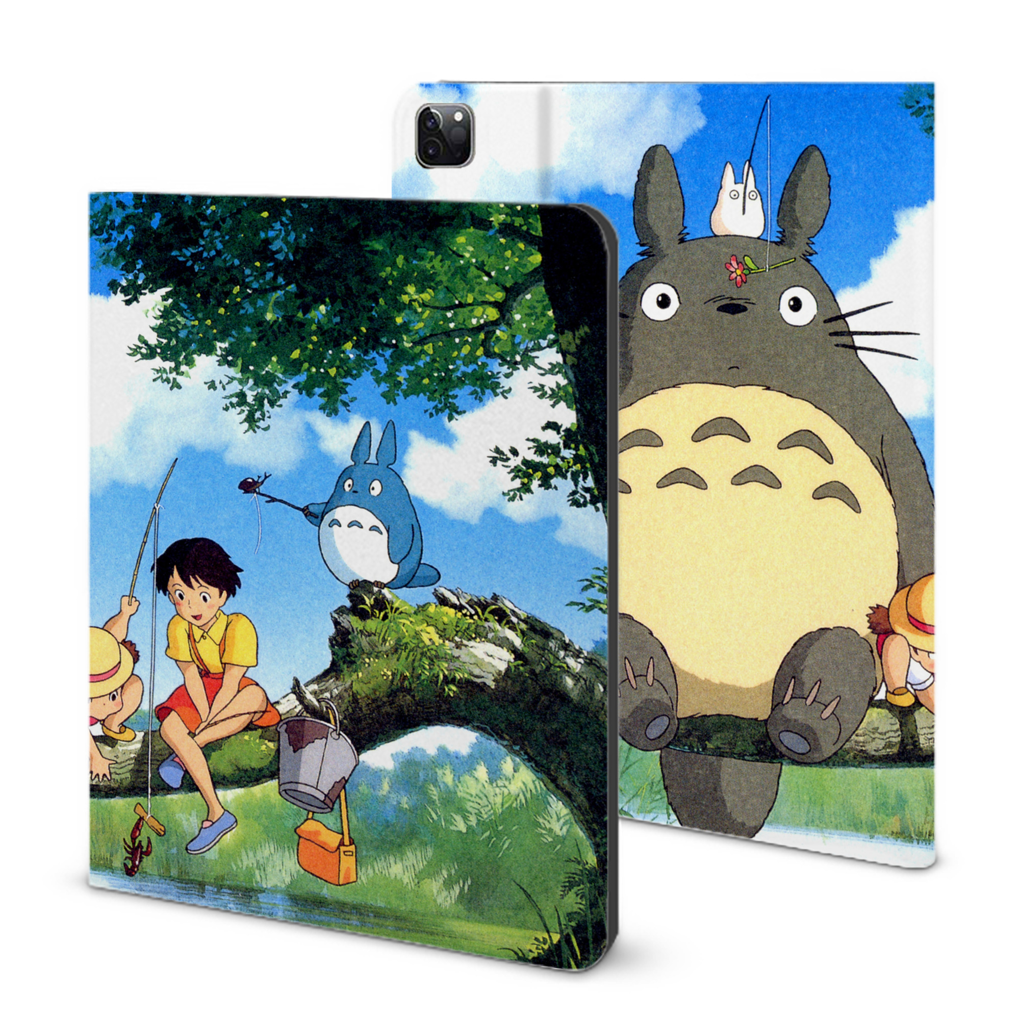 （画像用） となりのトトロ 草壁メイ 草壁サツキ My Neighbor Totoro Satsuki Kusakabe Mei Kusakabe IPad ケース ブック型 PUレザー TPU 耐衝撃 軽量 薄型 ペン収納なし 全面保護 IPad 各モデル対応